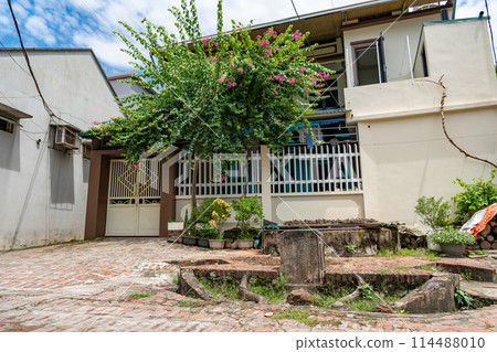 An old well at the back of an alley in Duong Lam Village, a designated national cultural asset in Hanoi, Vietnam 114488010