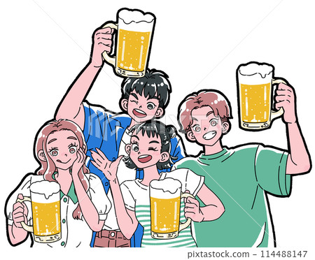 People toast with beer People toast with beer 114488147