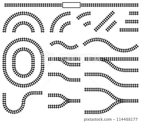 各種形狀的類似鐵路標記的向量插圖集 各種形狀的類似鐵路標記的向量插圖集 114488177