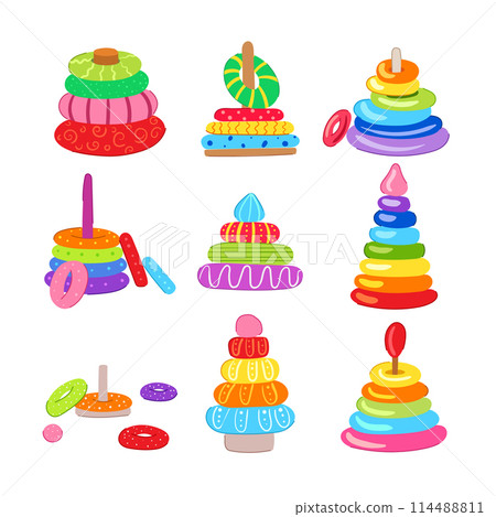 pyramid toy set cartoon vector illustration 114488811