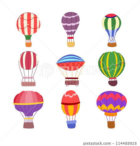 hot air balloon set cartoon vector illustration 114488928