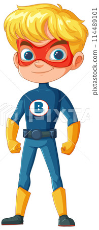 Young Superhero Boy in Costume Young Superhero Boy in Costume 114489101