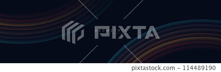 Abstract background with retro color geometric circle line. Modern minimal trendy lines pattern horizontal. Vector illustration Abstract background with retro color geometric circle line. Modern minimal trendy lines pattern horizontal. Vector illustration 114489190