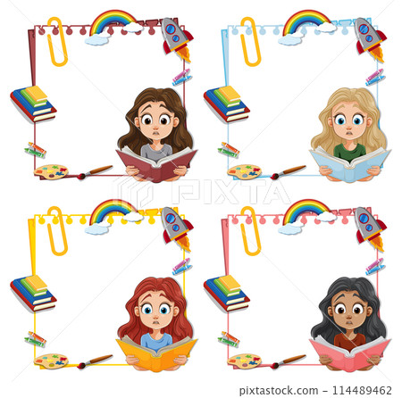 Diverse Children Reading and Learning Together Diverse Children Reading and Learning Together 114489462