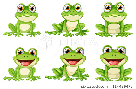 Variety of Happy Cartoon Frogs 114489473