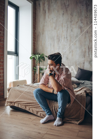 Young gay couple in quarrel at home. LGBT concept Young gay couple in quarrel at home. LGBT concept 114489673