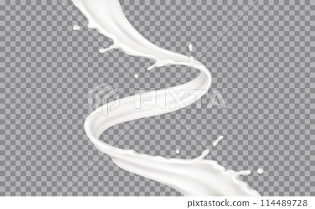 Liquid cream swirl with drops realistic vector illustration 114489728
