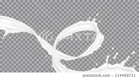 Liquid cream swirl with drops realistic vector illustration Liquid cream swirl with drops realistic vector illustration 114489731