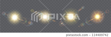Sunlight glare effects realistic vector illustration set 114489742