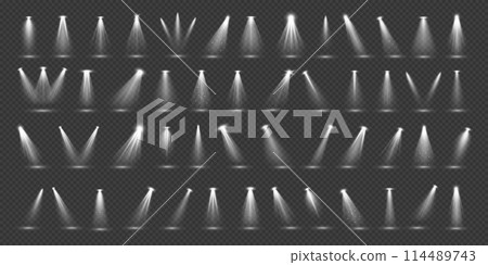 White stage backlight effects 3d realistic illustration set 114489743