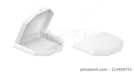 Pizza boxes with mockup design realistic illustration set 114489755