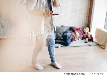 Homosexual partners working at office desk, relationships and business concept Homosexual partners working at office desk, relationships and business concept 114489798