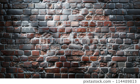 Old brick wall texture. Dark background for design with moody lighting Old brick wall texture. Dark background for design with moody lighting 114489813