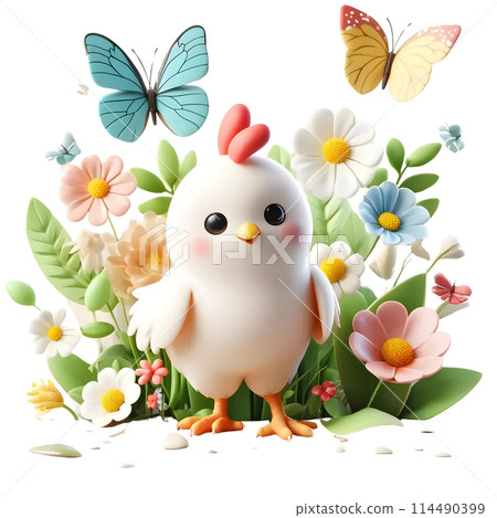 3D chick in spring 3D chick in spring 114490399