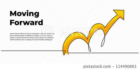 Continuous line design of arrow. One line decorative elements drawn on a white background. 114490661