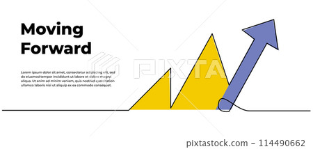 Continuous line design of arrow. One line decorative elements drawn on a white background. 114490662