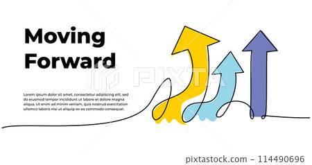 Continuous line design of arrow. One line decorative elements drawn on a white background. 114490696