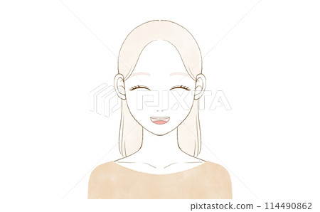 Smiling woman facial expression Smiling woman facial expression 114490862