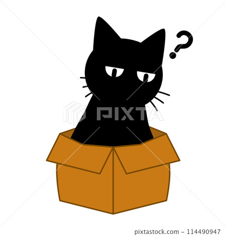 一隻貓在小盒子裡的插圖 一隻貓在小盒子裡的插圖 114490947