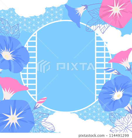 日式牽牛花背景插畫_10 114491299
