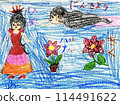 公主、美人魚和鮮花的兒童畫 114491622
