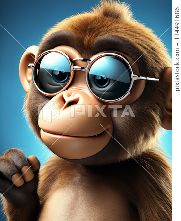 Monkey with glasses 114491686