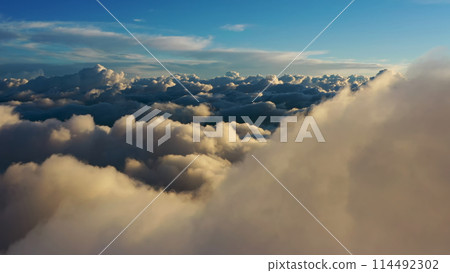Aerial view of clouds at sunrise 114492302