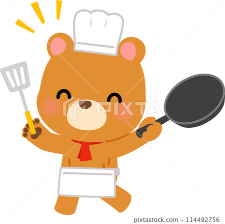戴著廚師帽的熊角色 114492756