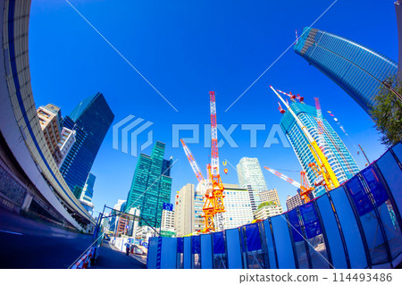 High-rise building construction site 114493486