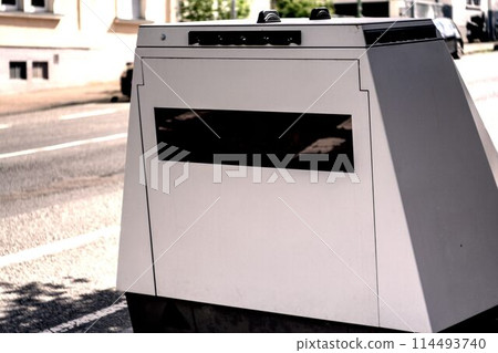 white garbage bin on the street white garbage bin on the street 114493740