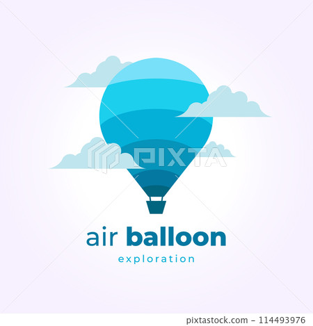 minimalist hot air balloon logo icon template design. airplane in the cloud illustration vector minimalist hot air balloon logo icon template design. airplane in the cloud illustration vector 114493976