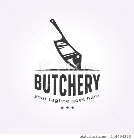 butcher knife logo icon vector vintage. illustration design of bbq restaurant retro butcher knife logo icon vector vintage. illustration design of bbq restaurant retro 114494258