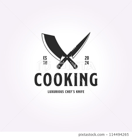 simple knife restaurant logo template design. flat vintage vector of retro bistro icon 114494265