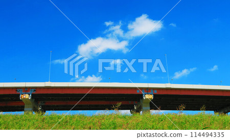 Scenery near the Shikahamabashi entrance/exit of the Metropolitan Expressway Central Circular Route in Adachi Ward, Tokyo Scenery near the Shikahamabashi entrance/exit of the Metropolitan Expressway Central Circular Route in Adachi Ward, Tokyo 114494335