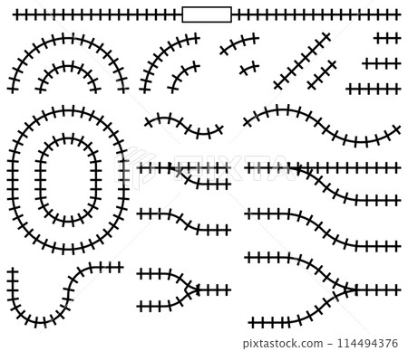 Vector illustration set of various railroad-style marks Vector illustration set of various railroad-style marks 114494376