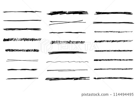 Underlines set brush stroke, marker lines grunge curve, wavy free hand marks textured simple borders strikethrough isolated on white background. Creative collection scribble brush or crayon checks Underlines set brush stroke, marker lines grunge curve, wavy free hand marks textured simple borders strikethrough isolated on white background. Creative collection scribble brush or crayon checks 114494495