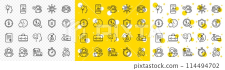 Group, Profile and Teamwork icons. Business user line icons. Portfolio, Timer and Security shield symbols. Business analytic, human management, user group. Person profile, teamwork support. Vector Group, Profile and Teamwork icons. Business user line icons. Portfolio, Timer and Security shield symbols. Business analytic, human management, user group. Person profile, teamwork support. Vector 114494702