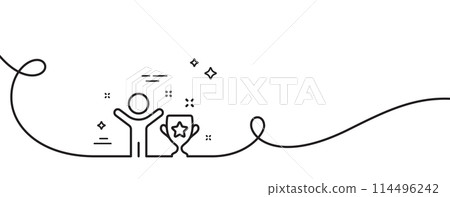 Winner Line Icon Winner cup line icon. Continuous one line with... - Stock Illustration ...