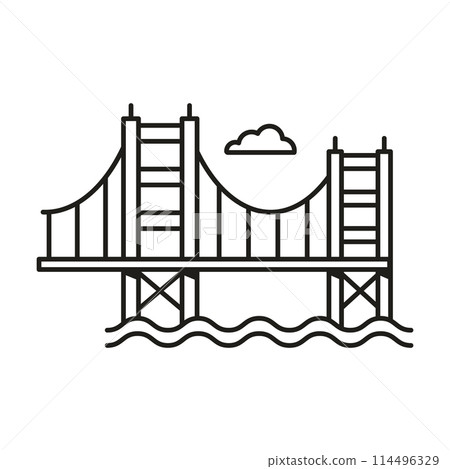 San Francisco Golden Gate Bridge Line Icon San Francisco Golden Gate Bridge Line Icon 114496329