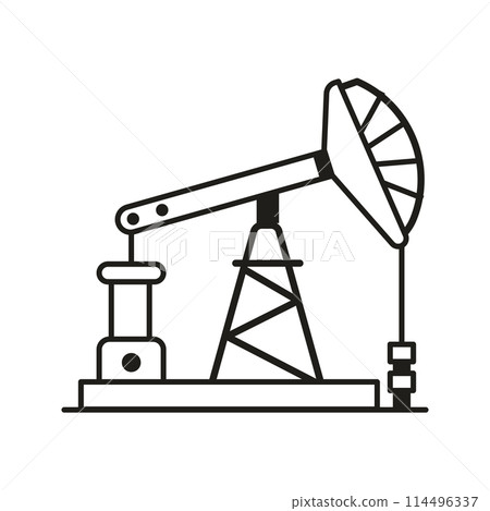 Land Gas and Oil Rig Drilling Icon 114496337