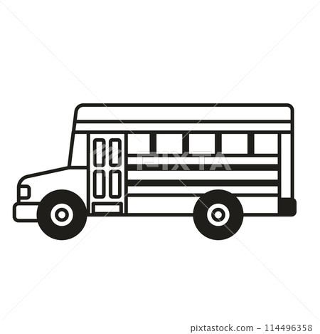 American School Bus Icon in Line Art Design 114496358