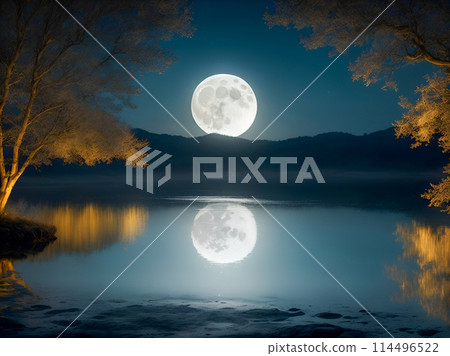 full moon over the river full moon 114496522