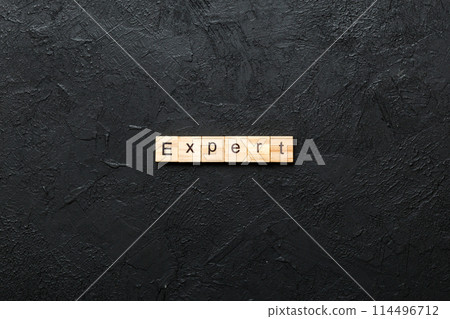 expert word written on wood block. expert text on table, concept expert word written on wood block. expert text on table, concept 114496712