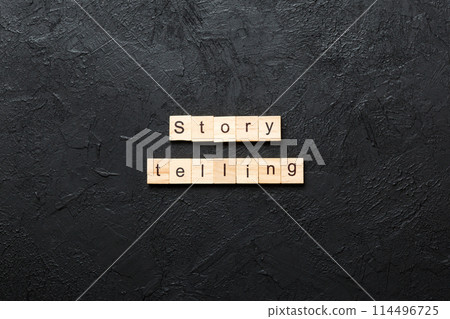 Term Story Telling word made with wooden blocks concept 114496725