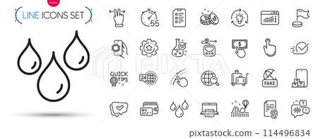 Pack of Quick tips, Wallet and Swipe up line icons. Include Milestone, Bitcoin, Payment click pictogram icons. Fingerprint, Calendar, Voicemail signs. Idea, Luggage trolley, Hand click. Vector Pack of Quick tips, Wallet and Swipe up line icons. Include Milestone, Bitcoin, Payment click pictogram icons. Fingerprint, Calendar, Voicemail signs. Idea, Luggage trolley, Hand click. Vector 114496834