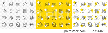 Outline Ice maker, Inclusion and Timer app line icons pack for web with Search document, Customisation, Power line icon. Share, Creativity, Engineer pictogram icon. Capsule pill. Vector Outline Ice maker, Inclusion and Timer app line icons pack for web with Search document, Customisation, Power line icon. Share, Creativity, Engineer pictogram icon. Capsule pill. Vector 114496876