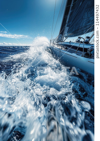 Dynamic yachting adventure at sea Dynamic yachting adventure at sea 114497432