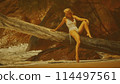 Portrait of a woman with long blond hair on a tropical beach 114497561