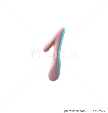 Glossy 3D vector illustration of number 1 on isolated background. 114497567