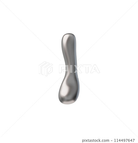 Futuristic glossy Y2K letter "I" with 3D liquid chrome effect. Isolated background. 114497647